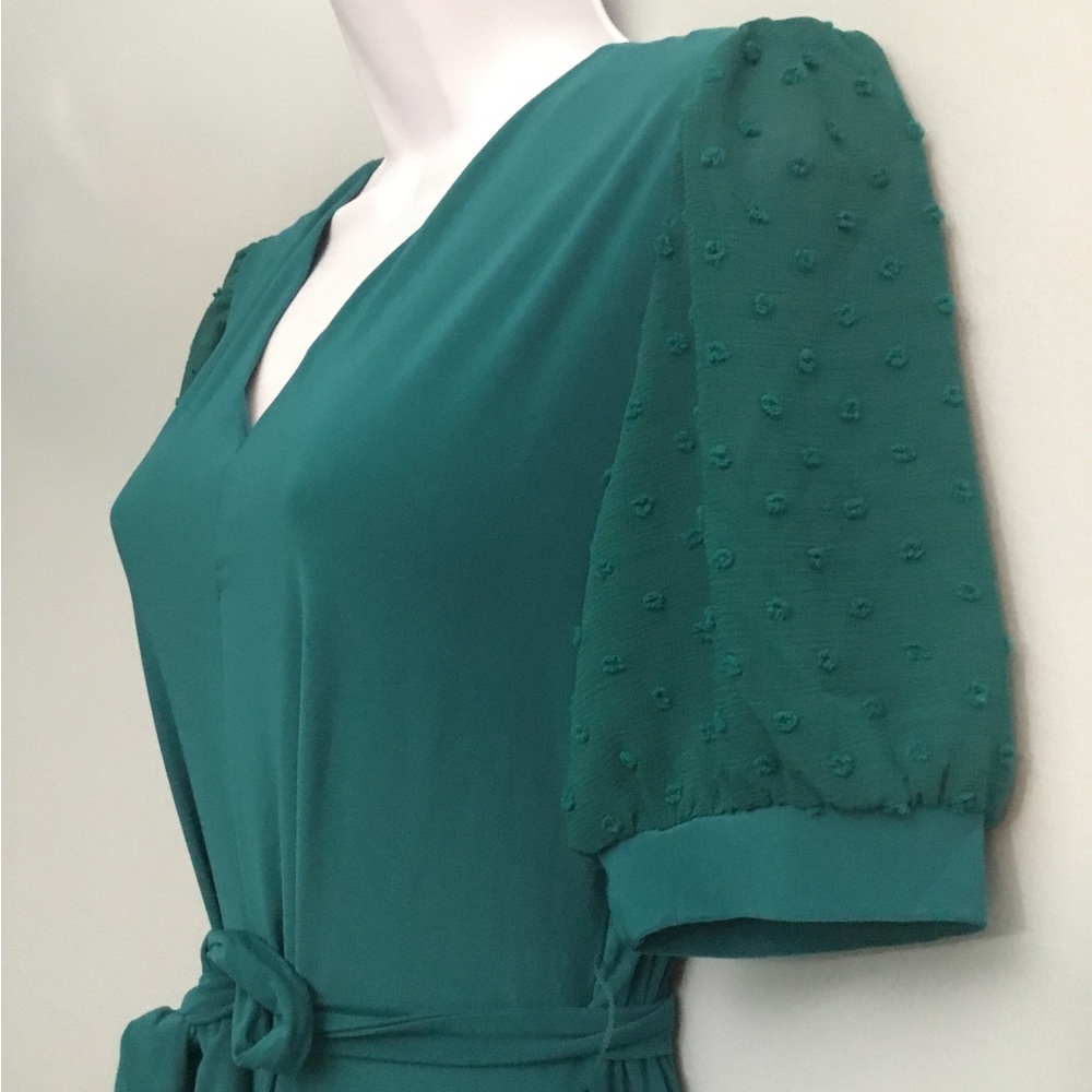 Chaus Teal V-Neck Tie-Waist Maxi Dress - Picture 2 of 16